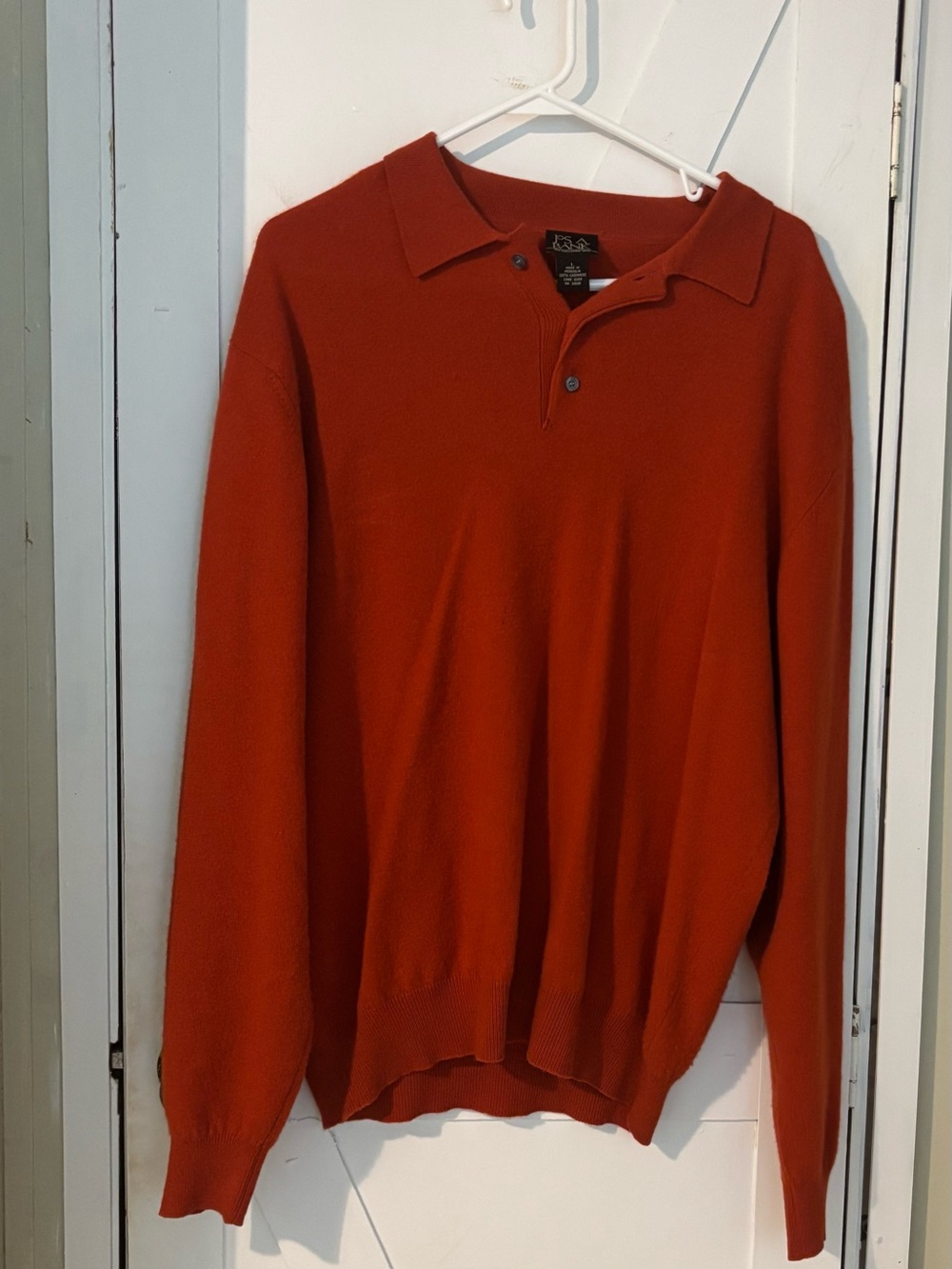Jos. A. Bank Men’s 100% Cotton Collared Sweater Large Burnt Orange Rust